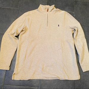 Men’s Cream Polo Estate-Rib Quarter-Zip Pullover
